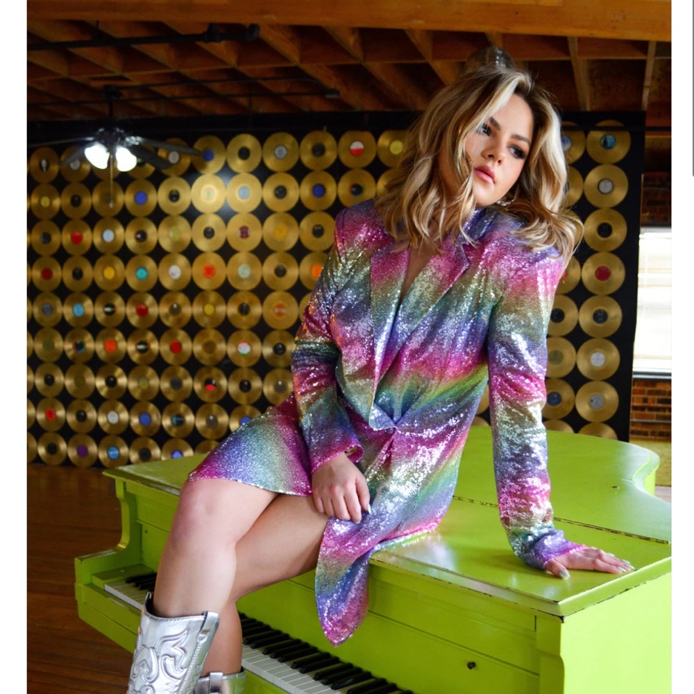 River + Sky rainbow sequin dress